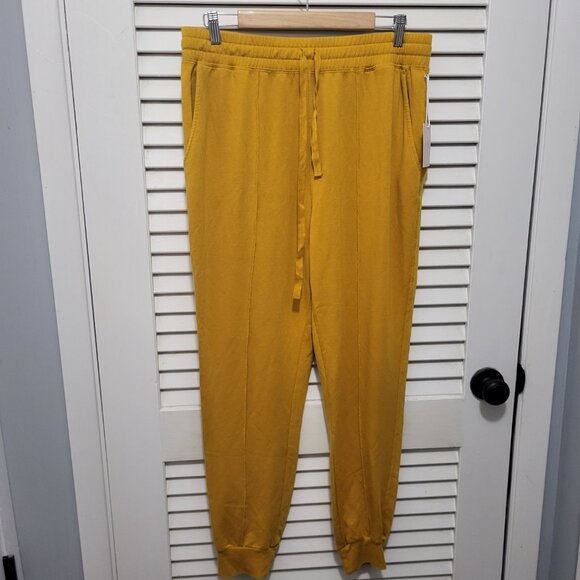 Lauren Conrad LC Jogger Sweatpants Large Golden Yellow Fleece  NWT - Picture 1 of 7